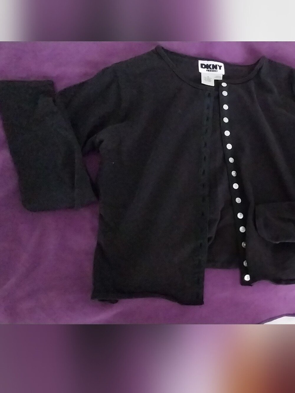 DKNY Black Long Sleeve Button-Up Cardigan Top